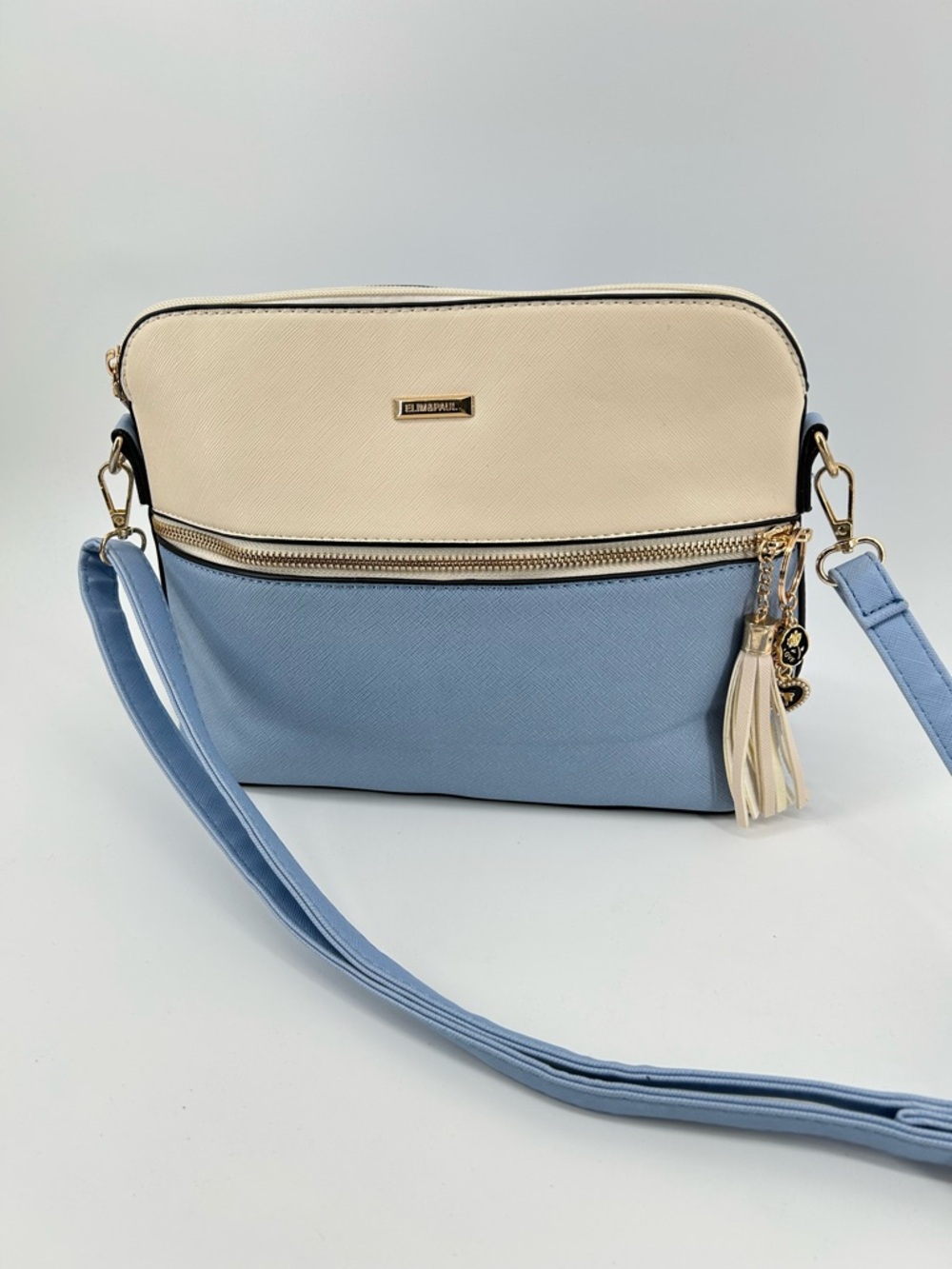 Elim&Paul light blue cream crossbody bag featuring Special Edition Charm NWOT
